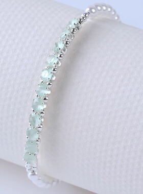 阅微雅记绿猫眼石珍珠手链设计师原创海蓝宝色手链项链