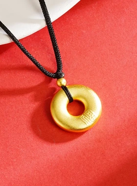 沙金古法福字如意圈项链