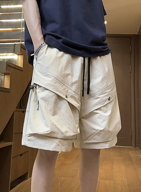 夏季美式高街宽松工装短裤男