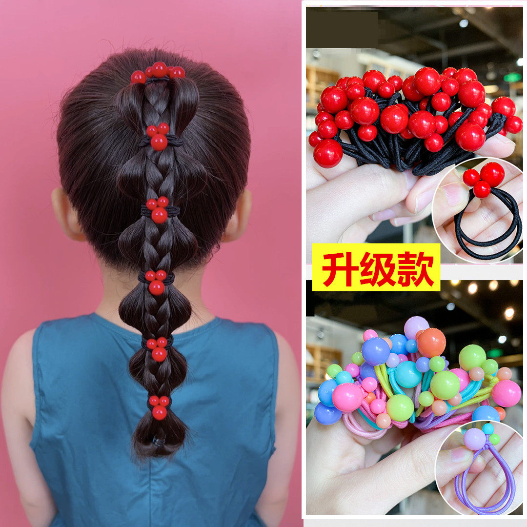 小熙瓜彩色发圈宝宝不伤发皮筋女儿童编发红色豆豆马尾头绳头饰