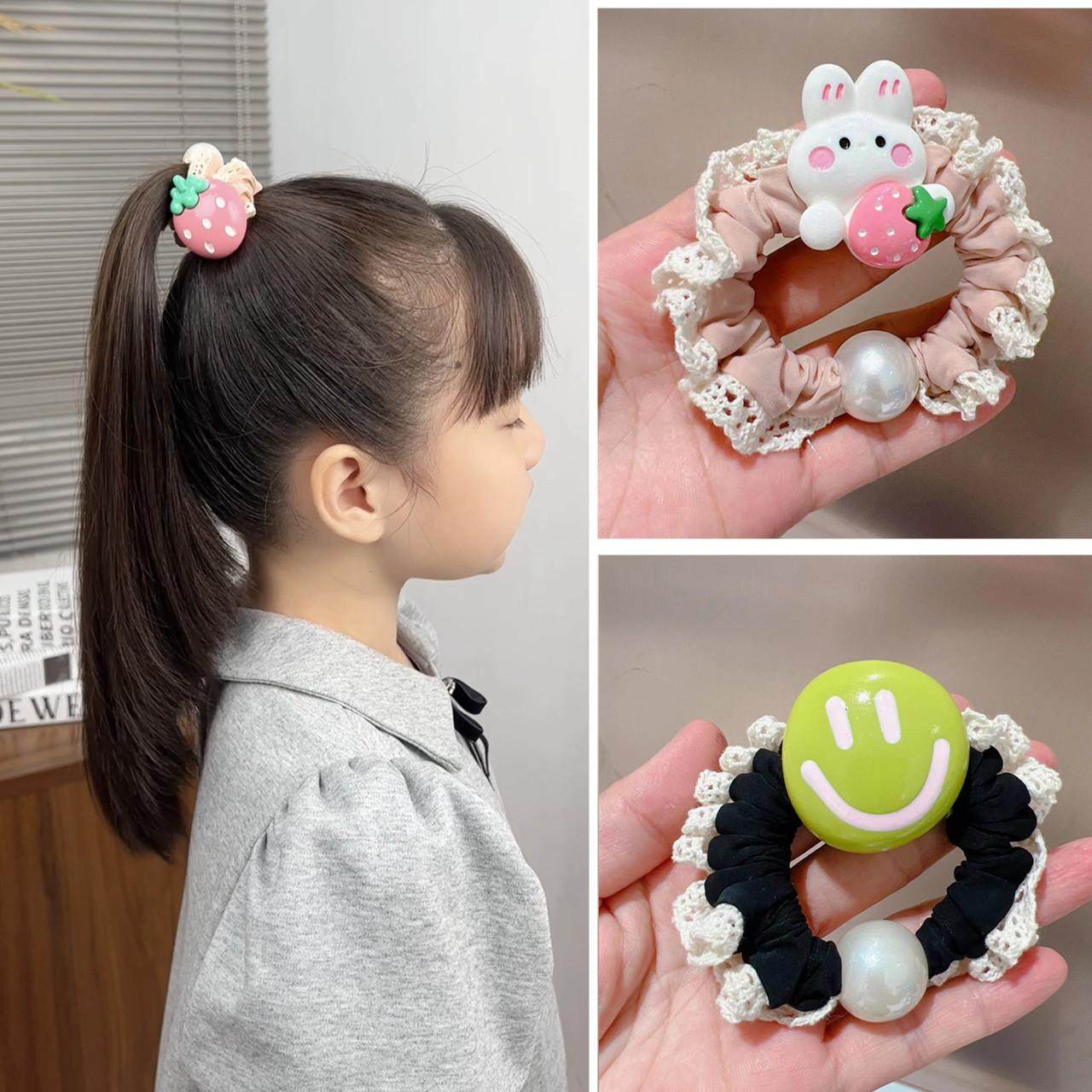 儿童兔子小熊发绳不伤发高弹力小肠圈扎马尾丸子头发饰女毛绒皮套