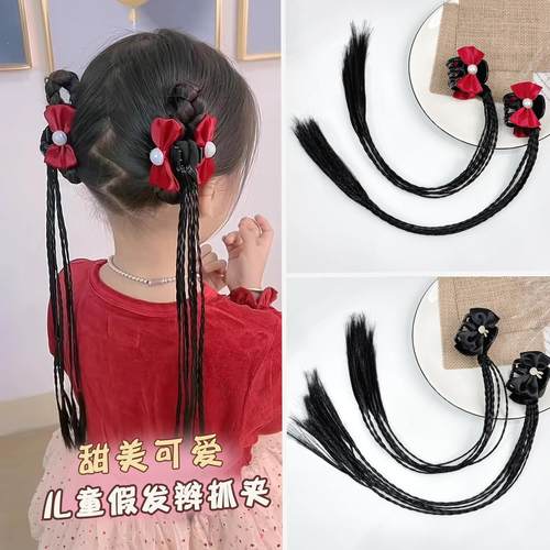 儿童抓夹丸子头马尾假发