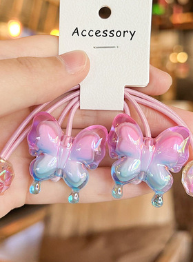 韩版发饰蝴蝶结皮筋女童发圈渐变色发绳高弹力头绳可爱扎辫子头饰