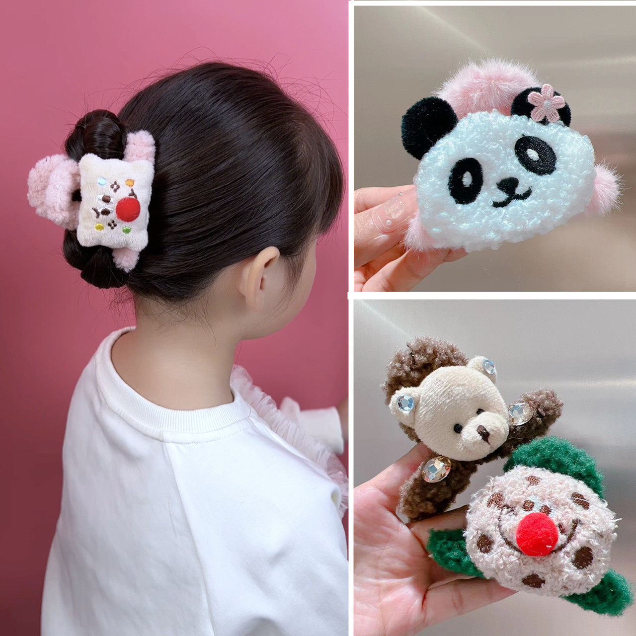 可爱饼干卡通毛绒发夹盘发抓夹鲨鱼夹小孩头饰韩版女童发饰发卡