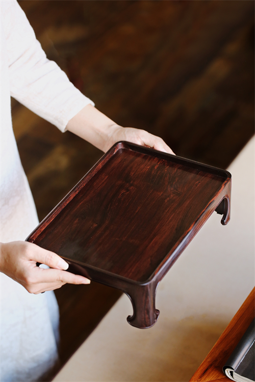 紫光檀云桦香几茶几案几如意纹榫卯结构制茶道客厅雅件文玩收藏品