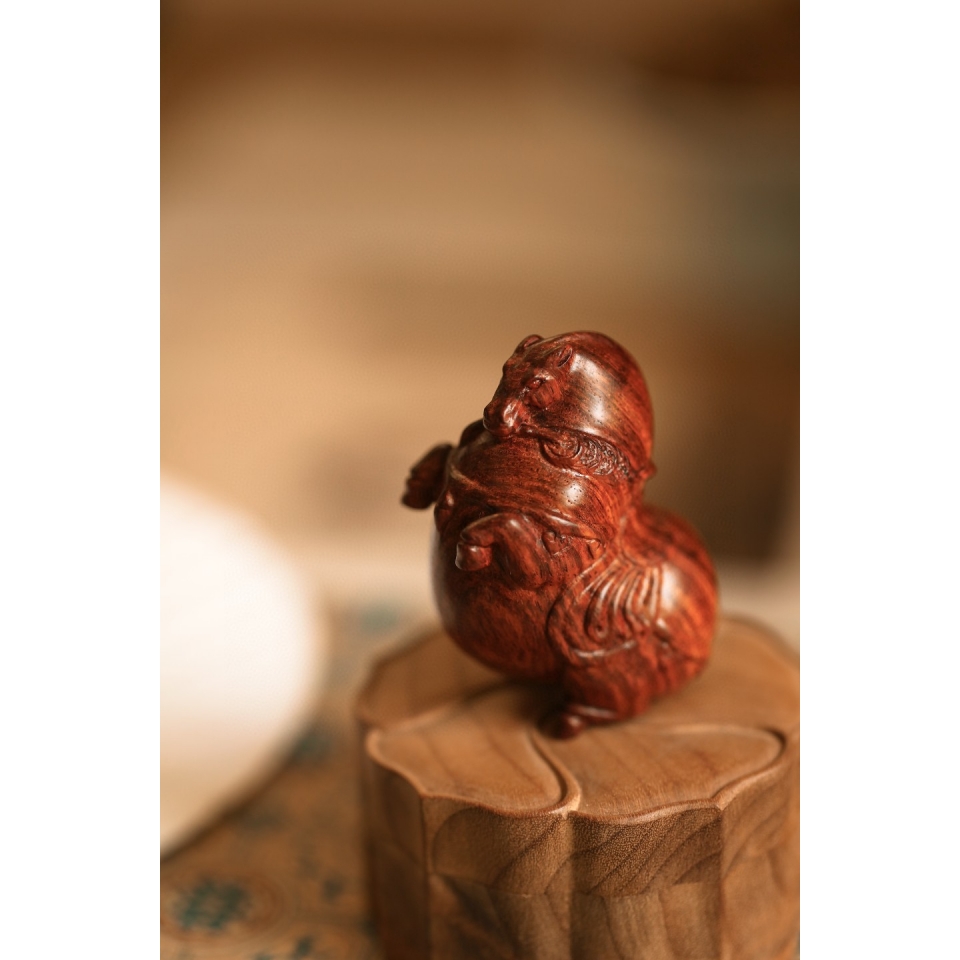 海南黄花梨雕刻唐马手把件木雕纯