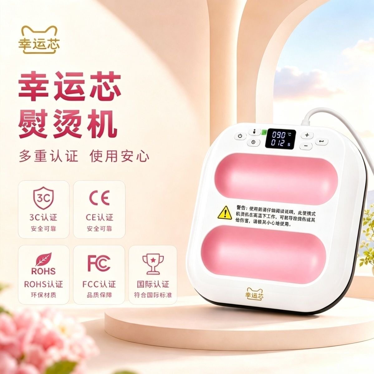 幸运芯DIY烫画神压烫机大尺寸手持自动小型热转印机压烫机