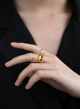 魔女的水晶球透明戒指Unity纯银