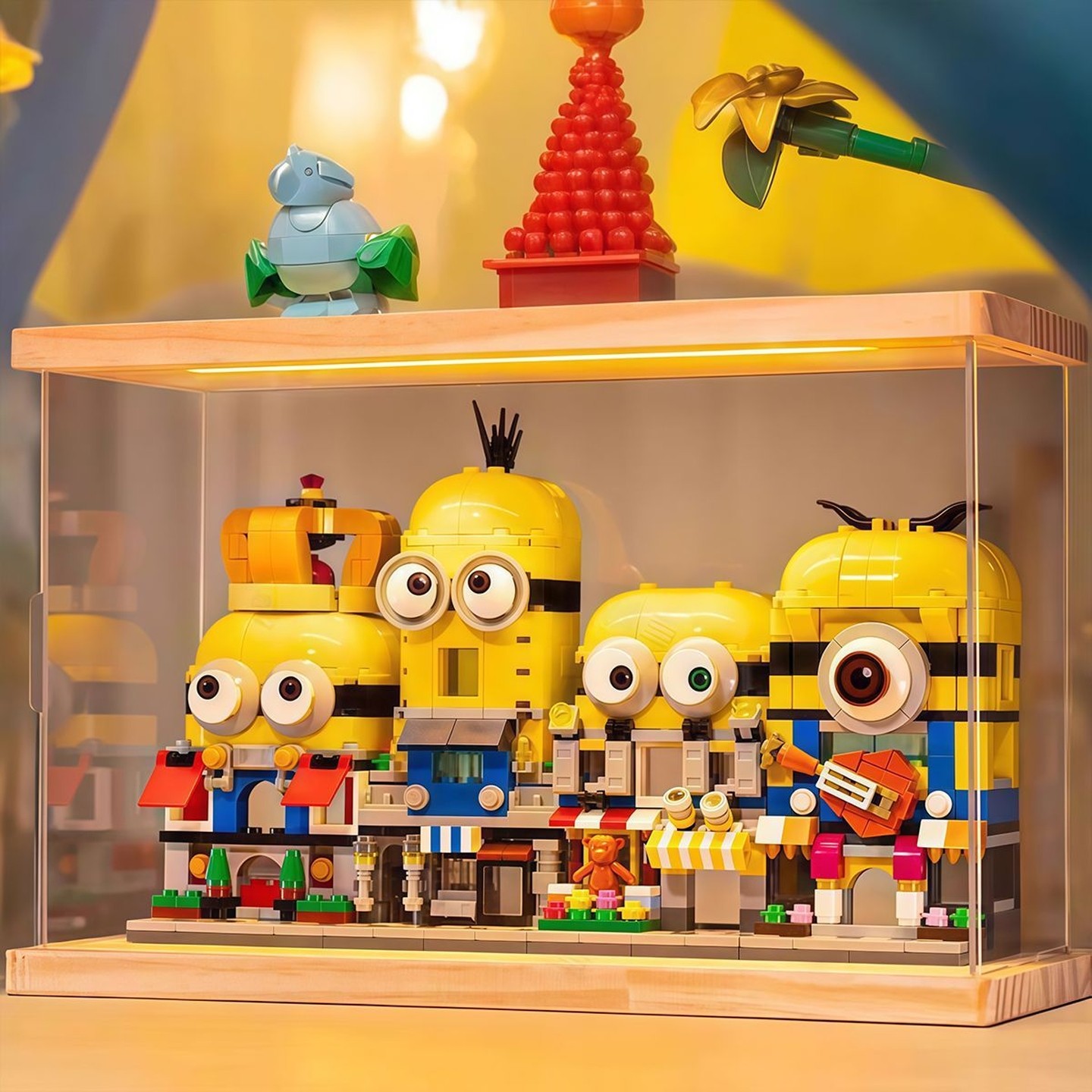 儿童玩具积木大眼小黄人街景拼装模型萌趣摆件系列男女孩生日礼物