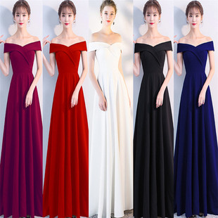 毕业典礼2024新款年会宴会主持人演出端庄大气简单黑白礼服女大码