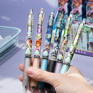 疯狂动物城周边0.5速干小盲盒笔卡通朱迪尼克学生用按动刷题黑笔