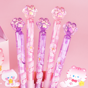 水晶猫爪侧按0.5自动铅笔高颜值可爱少女心不易断铅学生活动铅笔