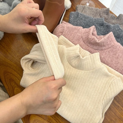 女童毛衣打底衫半高领洋气