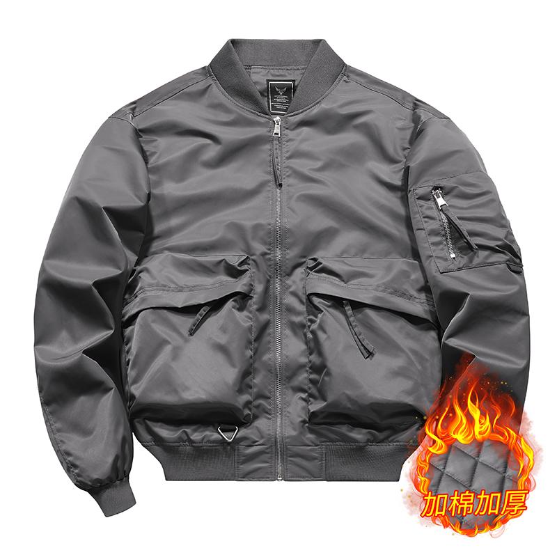 秋冬工装夹克上衣男士加绒加厚飞行员棒球服外套JK370薄P95厚P105,男装夹克,星座四季星座1412