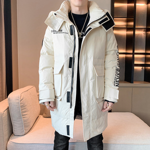 90白鸭绒 2022冬加厚宽松休闲羽绒服男中长款保暖外套Y829图片
