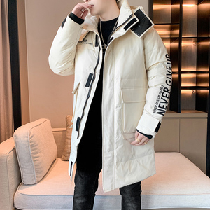 90白鸭绒 2022冬加厚宽松休闲羽绒服男中长款保暖外套Y829图片