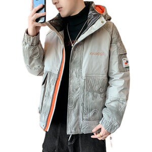 90白鸭绒 2022冬加厚宽松休闲立领羽绒服男中性保暖外套Y818图片