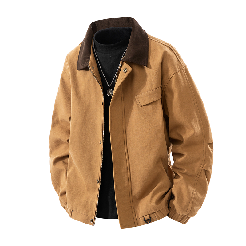 2025春秋外套男撞色灯芯绒翻领纯棉厚实休闲夹克1412-JK2560-P85，男装夹克，星座四季星座1412