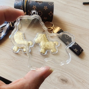 优质透明亚克力塑料外壳黄金马上有钱马年钥匙扣送闺蜜包包挂件