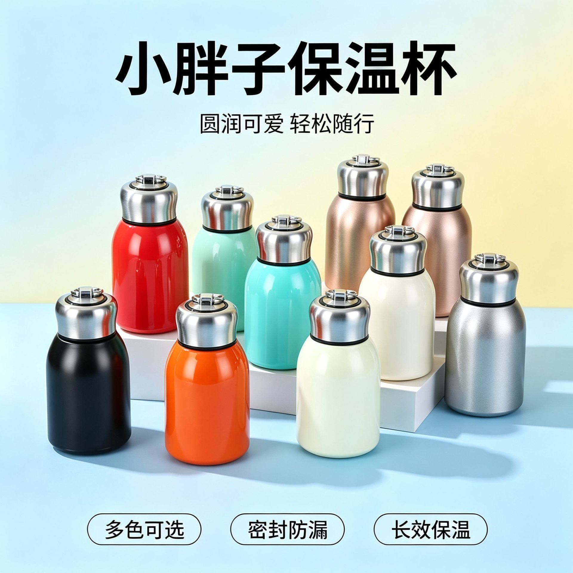 迷你水杯定制logo小胖丁保温杯印字口袋杯伴手礼杯子批发定做刻字