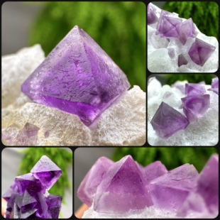 浙江 八面体粉红紫红萤石 天然矿物晶体标本矿石原石收藏石头摆件