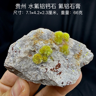贵州水氟铝钙石氟铝石膏 天然矿物晶体标本矿石原石收藏摆件d28