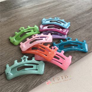 外贸原单女孩儿童闪亮滴油彩色BB夹皇冠夹子宝宝发饰头饰品刘海夹