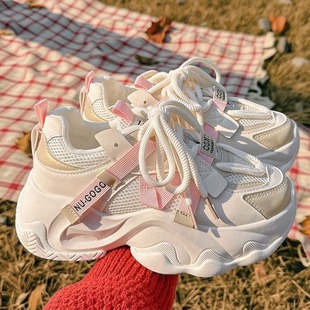 女童爆款2025潮厚底老爹鞋增高鞋女韩系春季小白鞋新款百搭小众