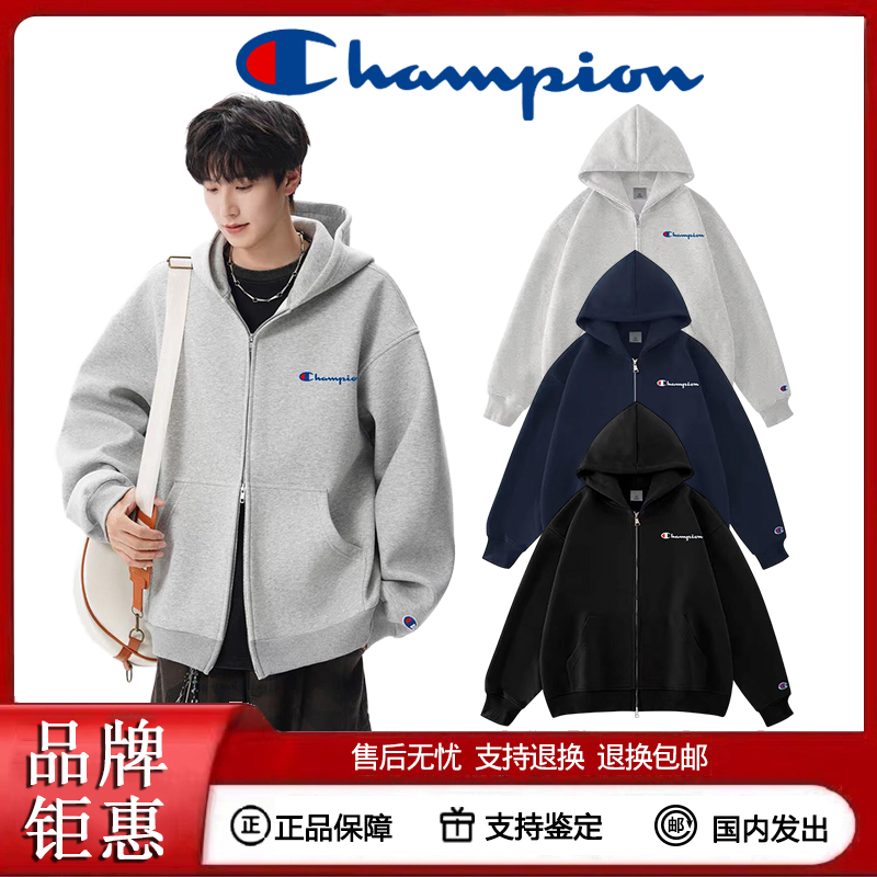 日版Champion冠军男女情侣开衫卫衣秋冬潮牌运动宽松休闲拉链外套