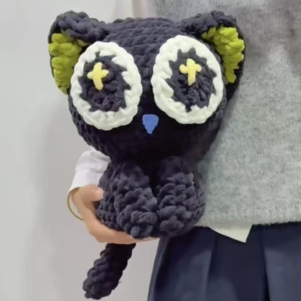 手工diy毛线钩针编织呆萌可爱小黑猫玩偶材料包自制钥匙扣挂件