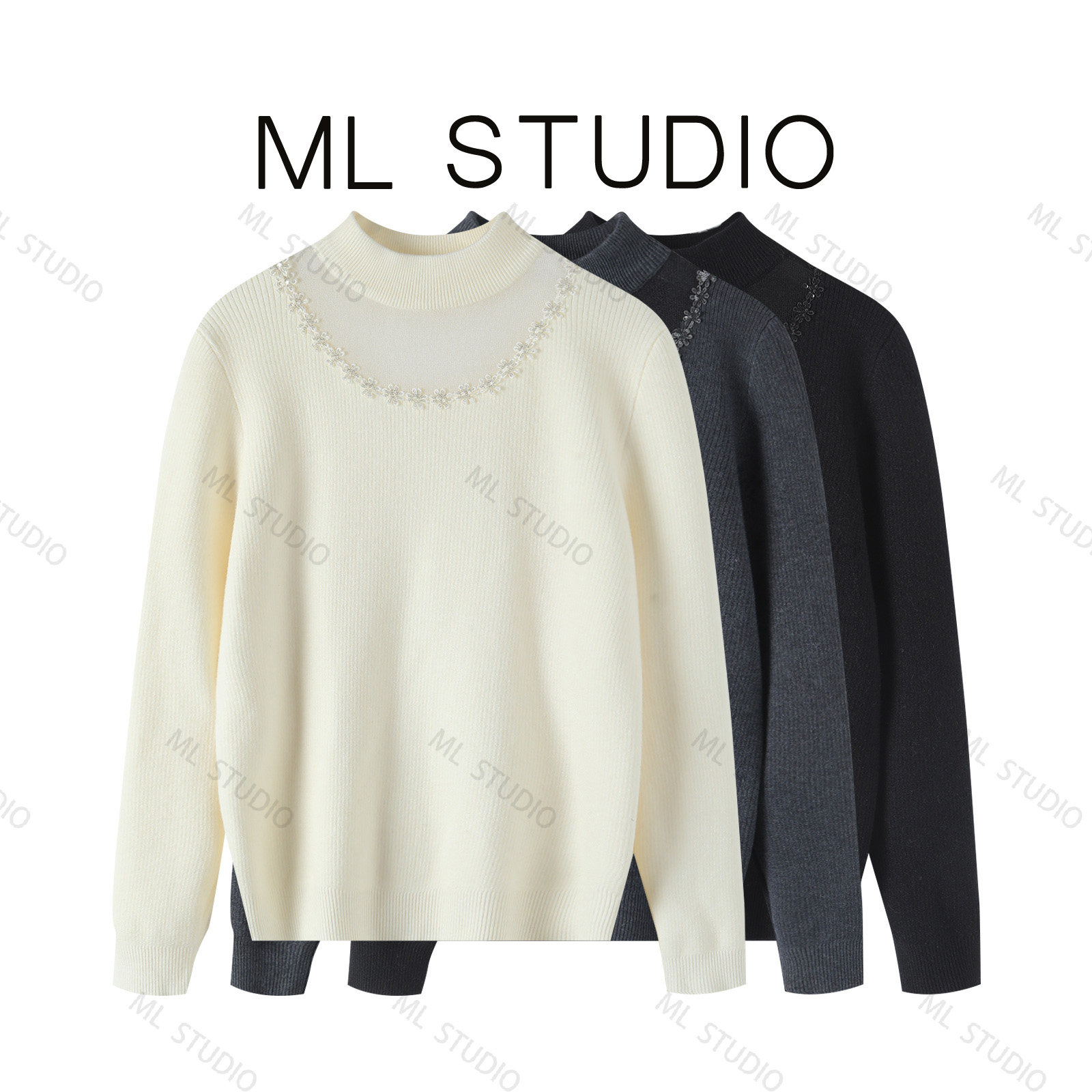 【米粒严选】一体绒挂脖网纱镂空毛衣女秋冬新款显瘦加绒,女装/女士精品,毛衣,淘宝优惠券,粉丝福利购,淘宝优惠卷