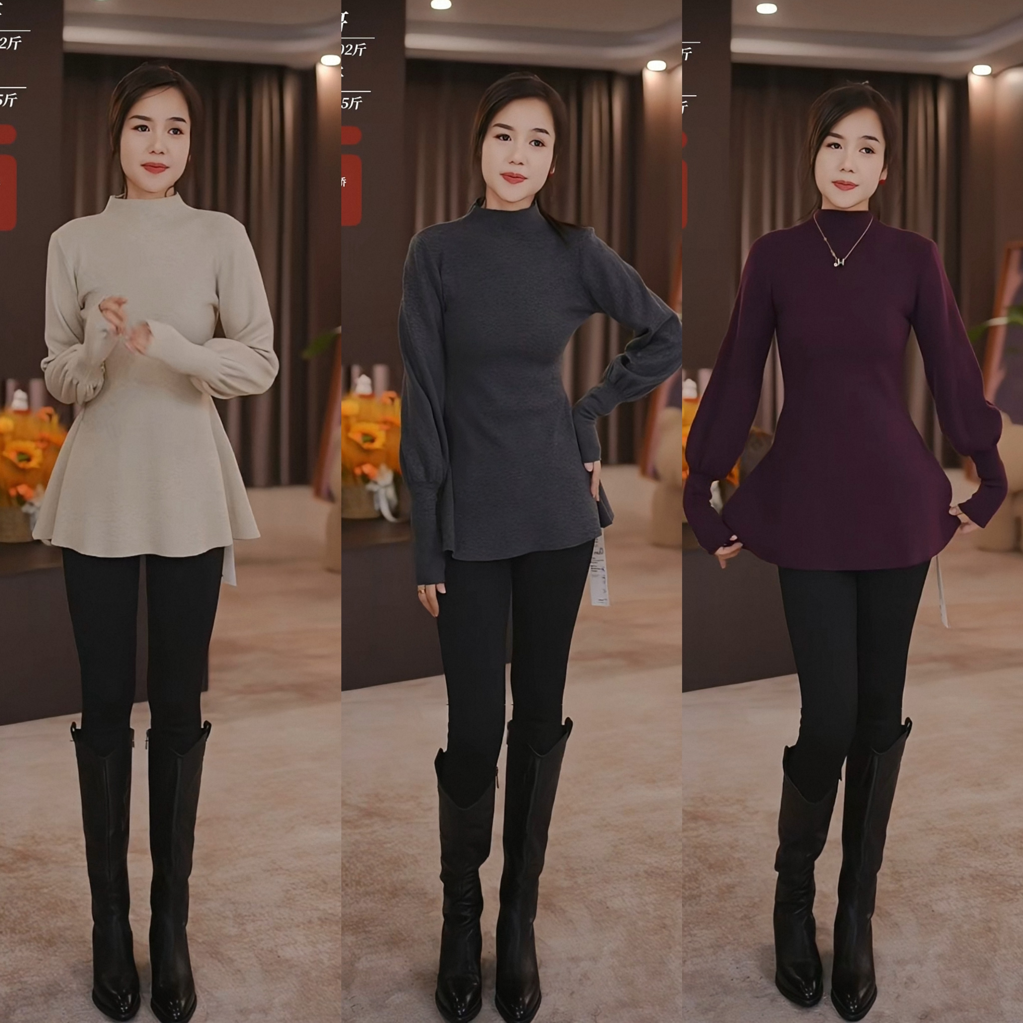 【杰哥粉丝专享】245半高领灯笼袖针织衫女秋冬新款韩系气质加厚,女装/女士精品,毛衣,淘宝优惠券,粉丝福利购,淘宝优惠卷