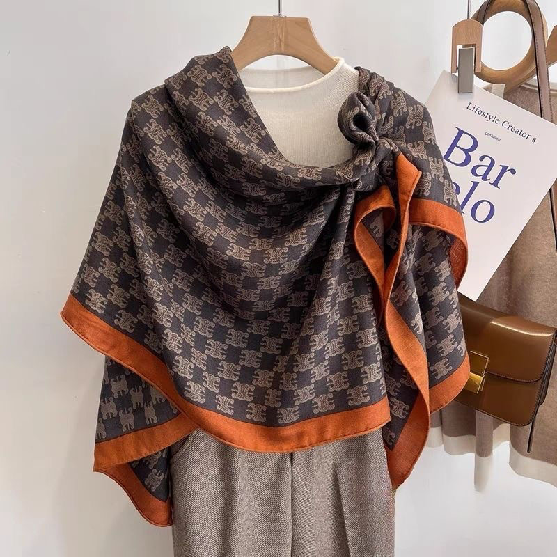 【凯旋门老花】时尚大牌款丝毛大方巾秋冬高端丝绒围巾披肩女