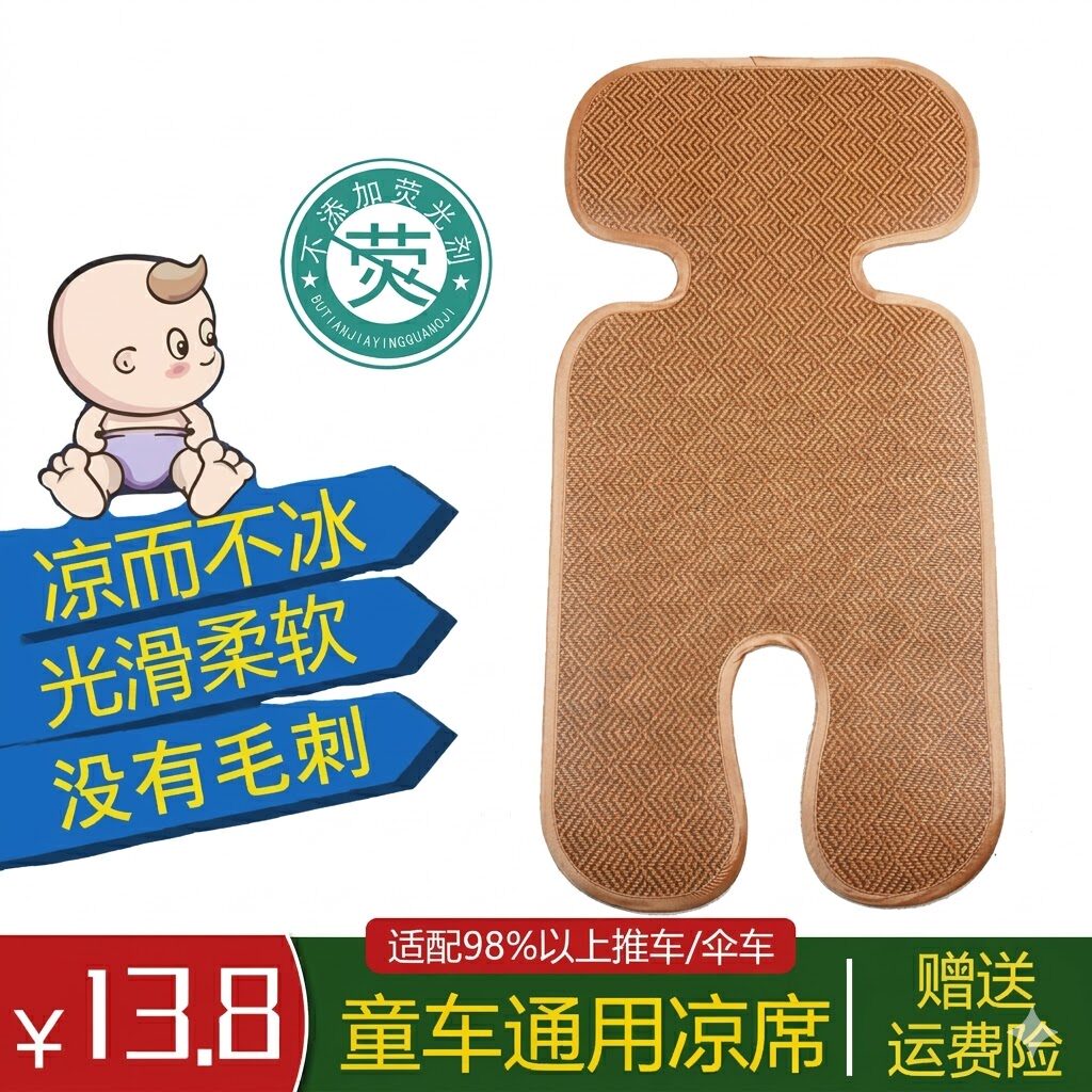 婴儿推车凉席垫宝宝童车bb安全座椅冰丝夏季透气小手推车藤通用型
