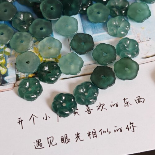 天然翡翠A货小花通diy手链项链配件8㎜左右