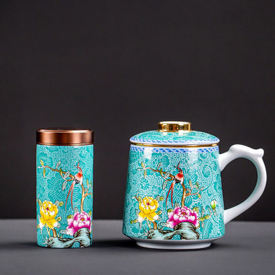 无中式陶瓷大众珐琅彩水杯