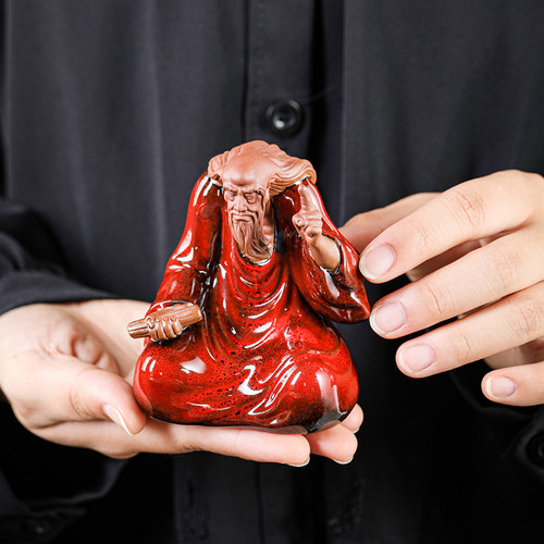 复古陶瓷老子紫砂茶宠摆件