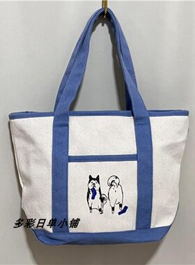帆布包手提拉链多隔层内兜