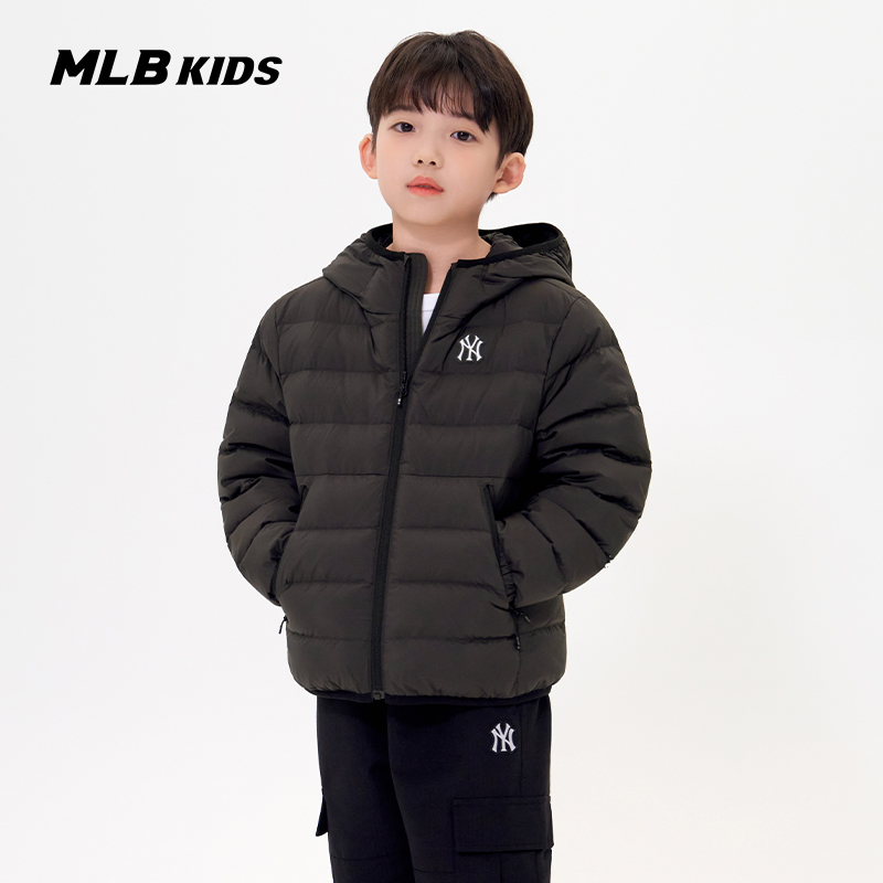 MLB儿童羽绒服25冬款男女童装NY大标轻量连帽棉羽外套7ADJB2156