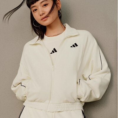 阿迪达斯女子针织垂坠挺阔运动休闲宽松夹克外套 KC0017 KC0018