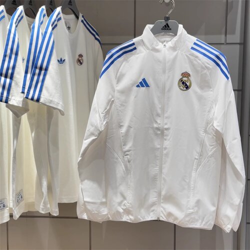 阿迪达斯 Adidas 皇马男子运动训练复古宽松速干夹克外套 JP4029