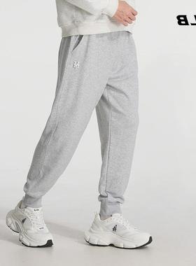 MLB灰色针织长裤男女裤子25秋季新款运动裤束腿裤3APTB0154