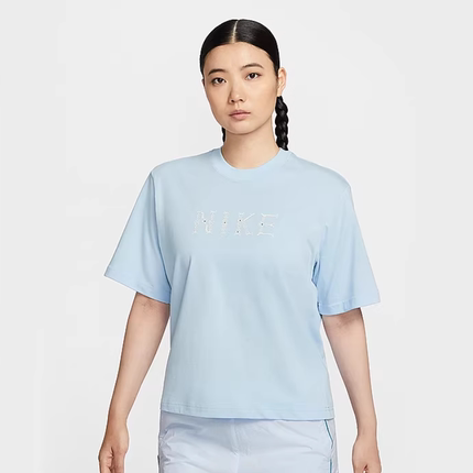 NIKE耐克女子短袖秋新款背后印花圆领运动休闲针织T恤II0446-441