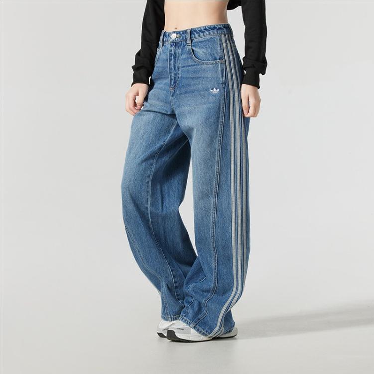 阿迪达斯女子ADI DENIM W休闲宽松牛仔运动长裤JN0726 JX6865