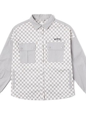 VANS范斯25年新款棋盘格女子梭织夹克外套VN000NFAEC6 00NFAEC5