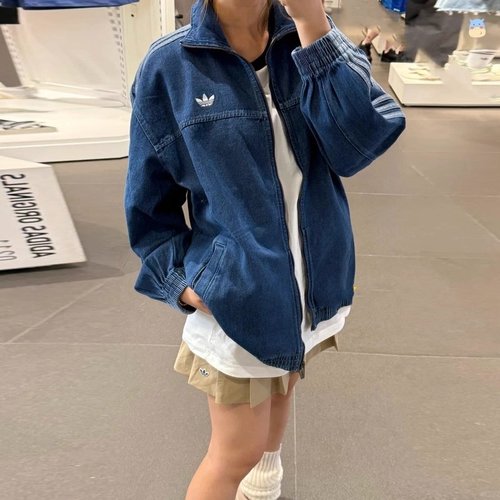 阿迪达斯25秋季新款三叶草女子运动牛仔夹克外套 JY2896 JY2897