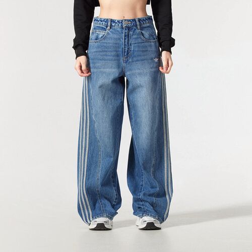 阿迪达斯三叶草女子ADI DENIM W休闲宽松户外牛仔运动长裤JN0726