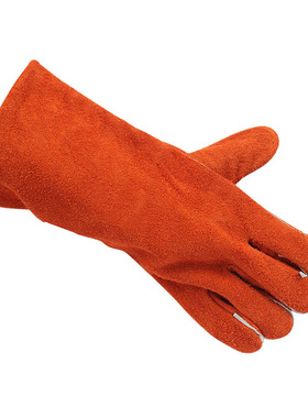 威特仕 EN12477锈橙色电焊牛二层颈皮手套 耐高温 烧焊劳保手套