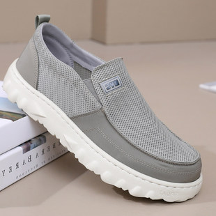 夏季老北京布鞋男网鞋透气网面男士休闲鞋轻便中老年人网眼爸爸鞋