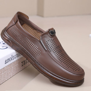 老北京布鞋男网鞋夏季透气镂空男士休闲鞋一脚蹬软底防滑爸爸鞋子